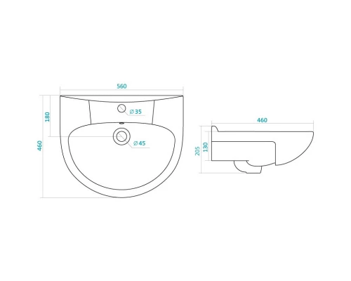Тумба с раковиной белый глянец/белый матовый 56 см Stella Polar Волна SETSP-00000046/1WH110186