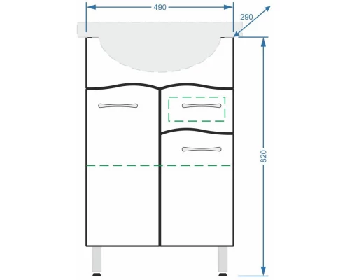 Тумба с раковиной белый глянец/белый матовый 56 см Stella Polar Волна SETSP-00000046/1WH110186