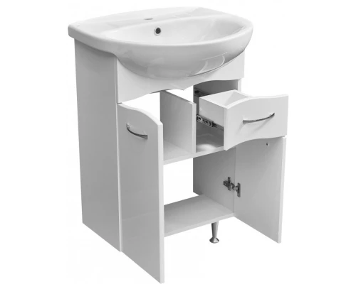 Тумба с раковиной белый глянец/белый матовый 56 см Stella Polar Волна SETSP-00000046/1WH110186