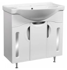 Тумба с раковиной белый глянец/белый матовый 80 см Stella Polar Сильва SETSP-00000202/UM-ERI80/1