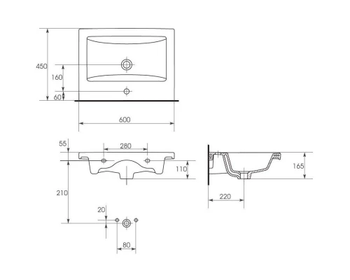 Тумба с раковиной белый глянец 60 см Stella Polar Ванесса SETSP-00000235/UM-COM60/1
