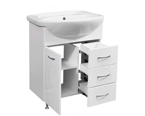 Тумба с раковиной белый глянец/белый матовый 65 см Stella Polar Фантазия UM-ERI65/1