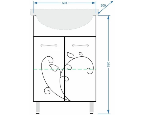 Тумба с раковиной белый глянец/белый матовый 55,5 см Stella Polar Фантазия SETSP-00000227/SD-00000065