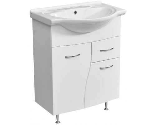 Тумба с раковиной белый глянец/белый матовый 66 см Stella Polar Волна SETSP-00000056/1WH109651