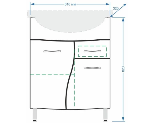 Тумба с раковиной белый глянец/белый матовый 66 см Stella Polar Волна SETSP-00000056/1WH109651