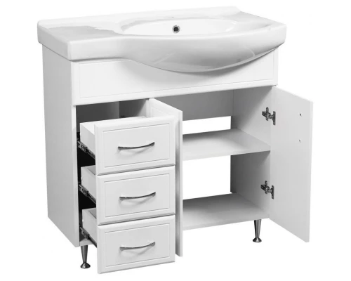 Тумба с раковиной белый глянец/белый матовый 83 см L Stella Polar Концепт SETSP-00000129/1WH110225