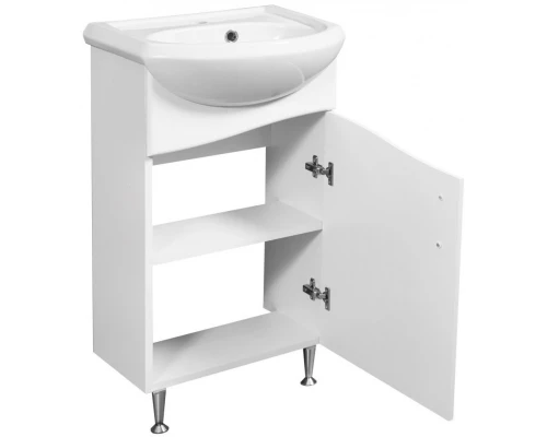 Тумба с раковиной белый глянец/белый матовый 46 см Stella Polar Волна SETSP-00000231/SD-00000088