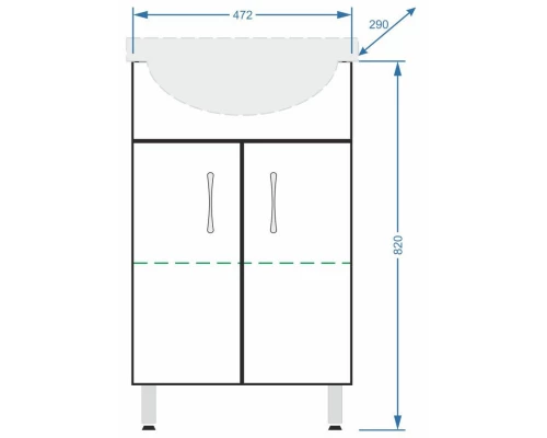 Тумба с раковиной белый глянец/белый матовый 51 см Stella Polar Концепт SETSP-00000038/1WH110256