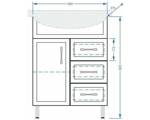 Тумба с раковиной белый глянец/белый матовый 65 см Stella Polar Концепт SETSP-00000057/UM-ERI65/1