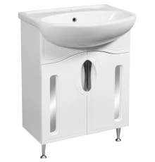 Тумба с раковиной белый глянец/белый матовый 60 см Stella Polar Сильва SETSP-00000203/UM-ERI60/1