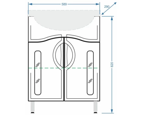 Тумба с раковиной белый глянец/белый матовый 60 см Stella Polar Сильва SETSP-00000203/UM-ERI60/1