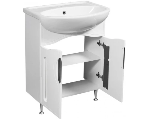 Тумба с раковиной белый глянец/белый матовый 60 см Stella Polar Сильва SETSP-00000203/UM-ERI60/1