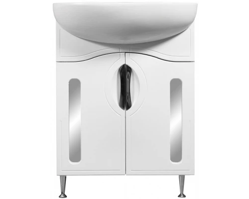 Тумба с раковиной белый глянец/белый матовый 60 см Stella Polar Сильва SETSP-00000203/UM-ERI60/1