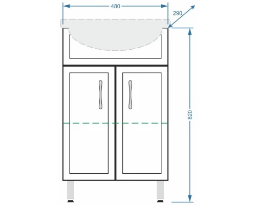 Тумба с раковиной белый глянец/белый матовый 50 см Stella Polar Концепт SETSP-00000039/UM-ERI50/1