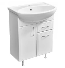 Тумба с раковиной белый глянец/белый матовый 60 см Stella Polar Концепт SETSP-00000053/UM-ERI60/1