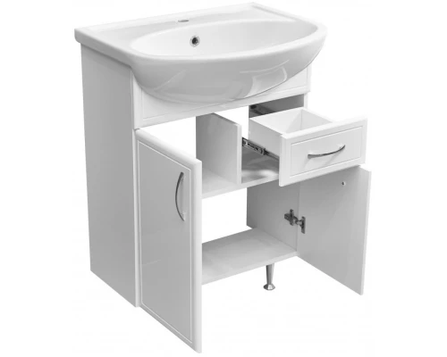 Тумба с раковиной белый глянец/белый матовый 60 см Stella Polar Концепт SETSP-00000053/UM-ERI60/1