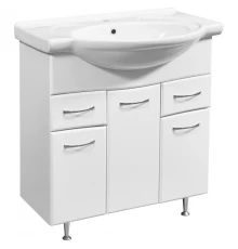 Тумба с раковиной белый глянец/белый матовый 80 см Stella Polar Концепт SETSP-00000128/UM-ERI80/1