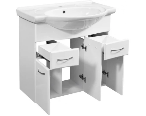 Тумба с раковиной белый глянец/белый матовый 80 см Stella Polar Концепт SETSP-00000128/UM-ERI80/1