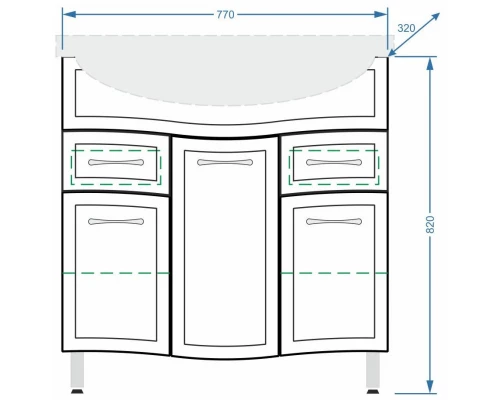 Тумба с раковиной белый глянец/белый матовый 80 см Stella Polar Концепт SETSP-00000128/UM-ERI80/1