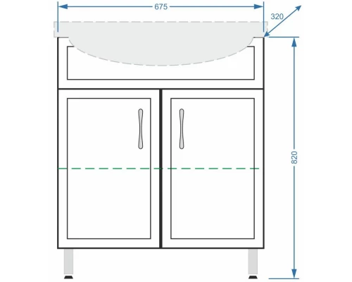Тумба с раковиной белый глянец/белый матовый 70 см Stella Polar Концепт SETSP-00000060/UM-ERI70/1