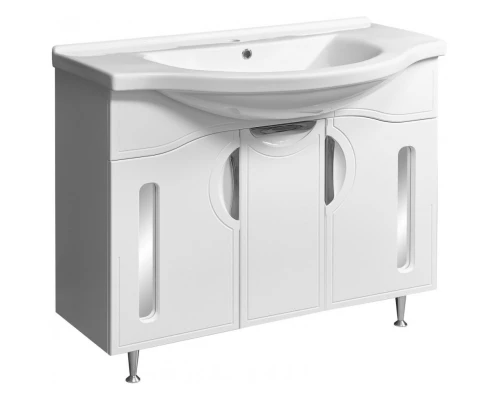 Тумба с раковиной белый глянец/белый матовый 100,5 см Stella Polar Сильва SETSP-00000204/1WH110255