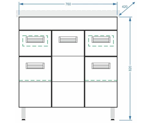 Тумба с раковиной белый глянец/белый матовый 80 см Stella Polar Фиора SETSP-00000213/UM-COM80/1