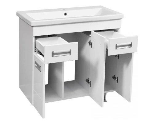 Тумба с раковиной белый глянец/белый матовый 80 см Stella Polar Фиора SETSP-00000213/UM-COM80/1