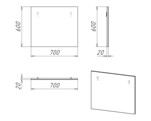 Зеркало 70x60 см серый матовый Stella Polar Абигель SP-00001062