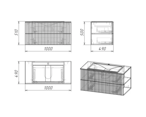 Тумба темно-серый бетон 100 см Stella Polar Дэрри SP-00001038