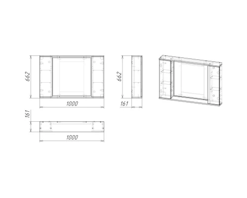 Зеркальный шкаф 100x66,2 см темно-серый бетон Stella Polar Дэрри SP-00001039