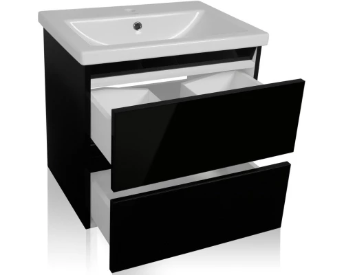 Тумба с раковиной черный глянец 70 см Style Line Даймонд СС-00000499 + ЛС-00000211