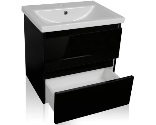 Тумба с раковиной черный глянец 70 см Style Line Даймонд СС-00000499 + ЛС-00000211