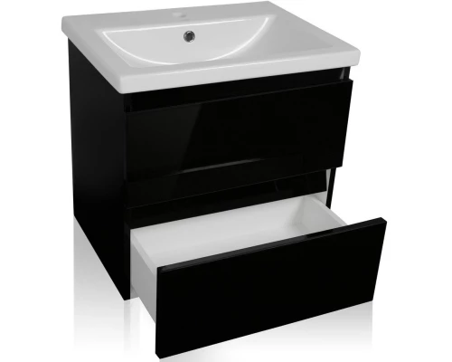 Тумба с раковиной черный глянец 60 см Style Line Даймонд СС-00000501 + ЛС-00000155