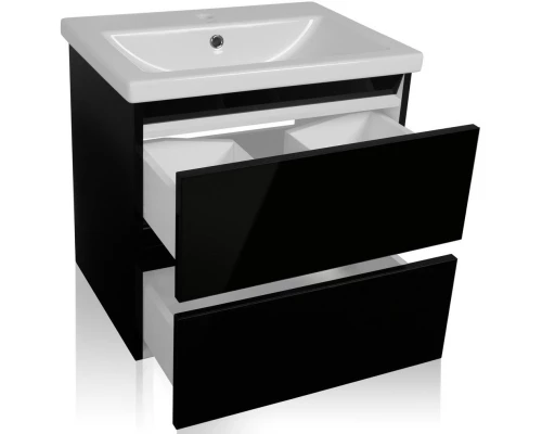 Тумба с раковиной черный глянец 60 см Style Line Даймонд СС-00000501 + ЛС-00000155