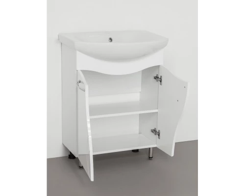 Тумба с раковиной белый глянец 65 см Style Line Амелия ЛС-00000009 + ЛС-00000148