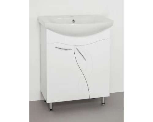 Тумба с раковиной белый глянец 65 см Style Line Амелия ЛС-00000009 + ЛС-00000148