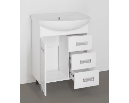 Тумба с раковиной белый глянец 66,5 см Style Line Ирис ЛС-00000016 + ЛС-00000153