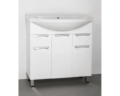 Тумба с раковиной белый глянец 80 см Style Line Жасмин ЛС-00000038 + ЛС-00000151