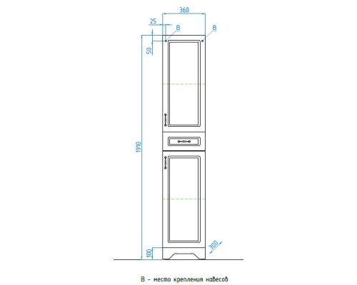 Пенал напольный рельеф пастель Style Line Олеандр-2 ЛС-00000290