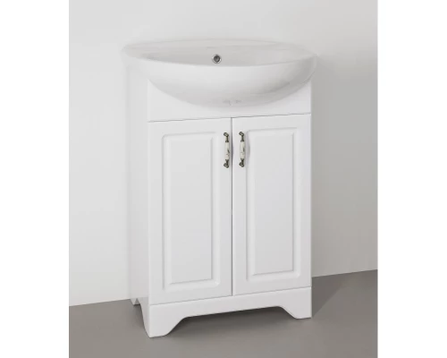 Тумба с раковиной белый глянец 56 см Style Line Олеандр-2 ЛС-00000046 + ЛС-00000158