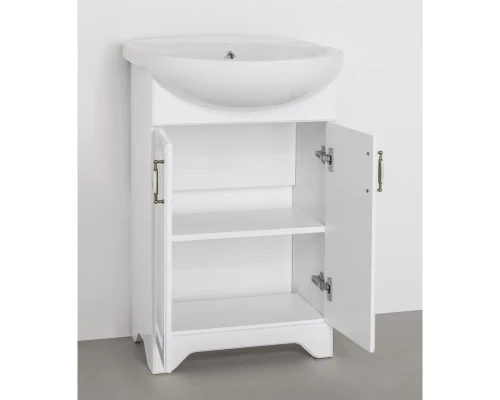 Тумба с раковиной белый глянец 56 см Style Line Олеандр-2 ЛС-00000046 + ЛС-00000158