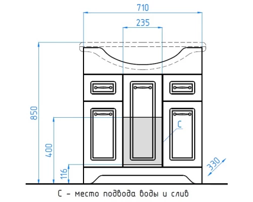 Тумба с раковиной белый глянец 76 см Style Line Олеандр-2 ЛС-00000048 + ЛС-00000145