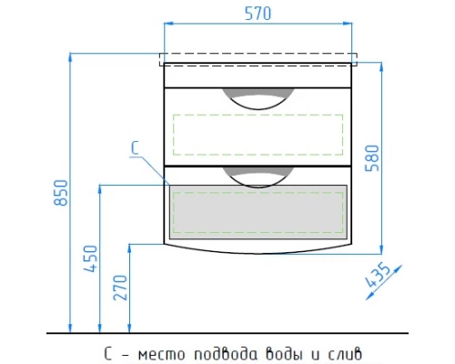 Тумба с раковиной белый глянец 60 см Style Line Жасмин-2 ЛС-00000728 + ЛС-00000155