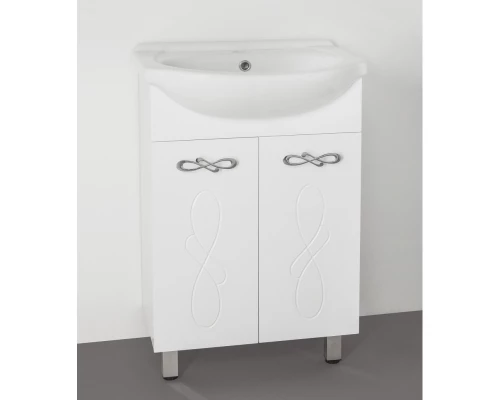 Тумба с раковиной белый глянец 56 см Style Line Венеция ЛС-00000253 + ЛС-00000146