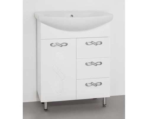 Тумба с раковиной белый глянец 65 см Style Line Венеция ЛС-00000254 + ЛС-00000148