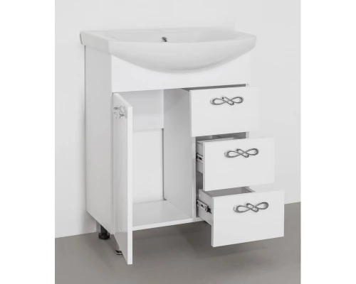 Тумба с раковиной белый глянец 65 см Style Line Венеция ЛС-00000254 + ЛС-00000148