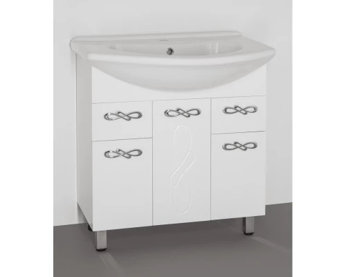 Тумба с раковиной белый глянец 75,5 см Style Line Венеция ЛС-00000255 + ЛС-00000150