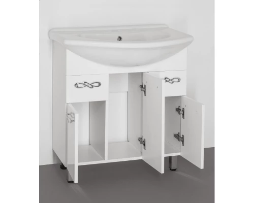 Тумба с раковиной белый глянец 75,5 см Style Line Венеция ЛС-00000255 + ЛС-00000150