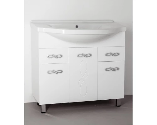 Тумба с раковиной белый глянец 90,5 см Style Line Венеция ЛС-00000260 + ЛС-00000152