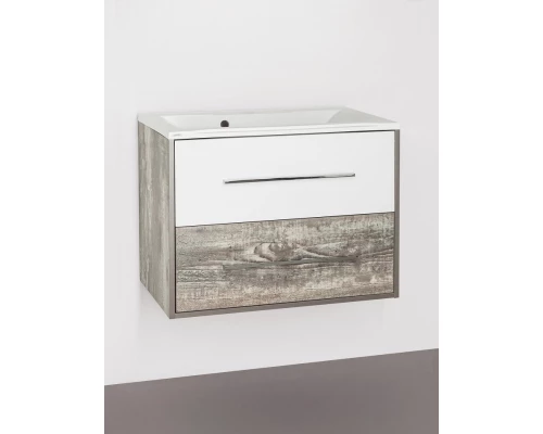 Тумба с раковиной бетон/белый глянец 75 см Style Line Экзотик ЛС-00000401 + СС-00000405